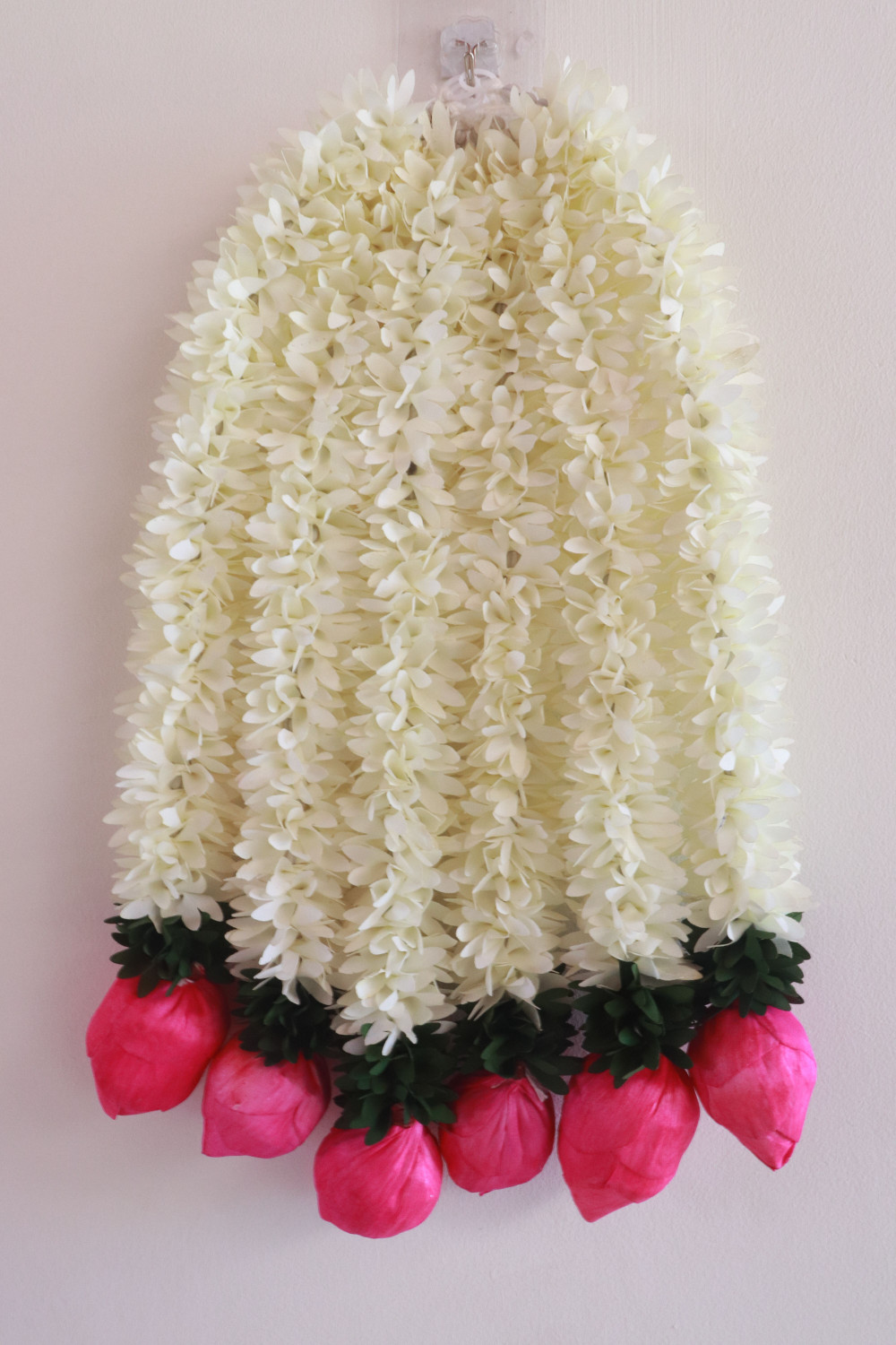 Image of Triolio Artificial Mogra /Jasmine gajra flower garland pink Lotusbuds|14inch|pack of 6 Fabric /Cloth Garland
