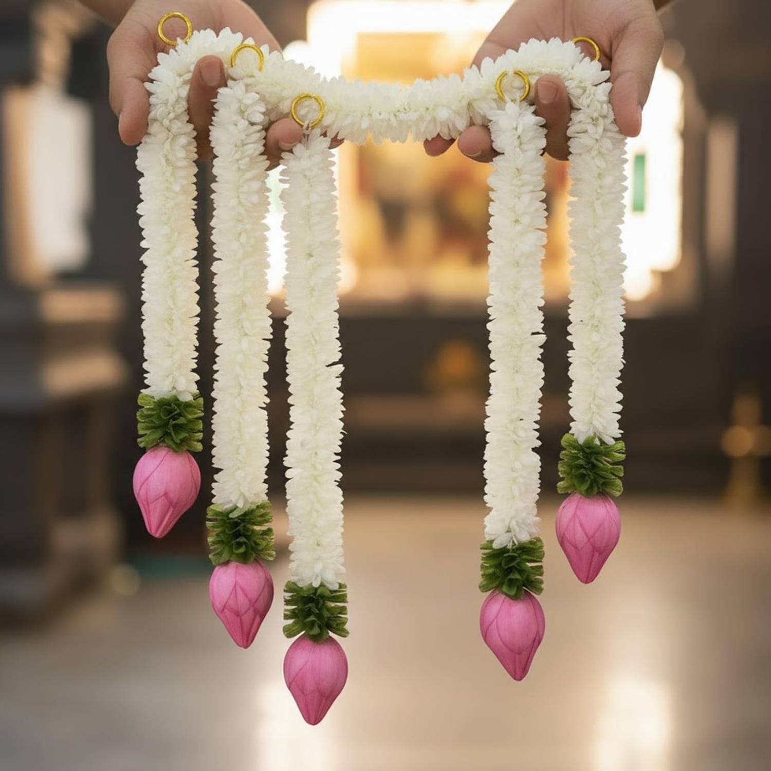 Tiny Shiny Artificial Flowers Hanging Garlands Lotus Mogra Flower Strings for Home Decor Plastic Garland deal from flipkart Tiny Shiny Artificial Flowers Hanging Garlands Lotus Mogra Flower Strings for Home Decor Plastic Garland deal from flipkart