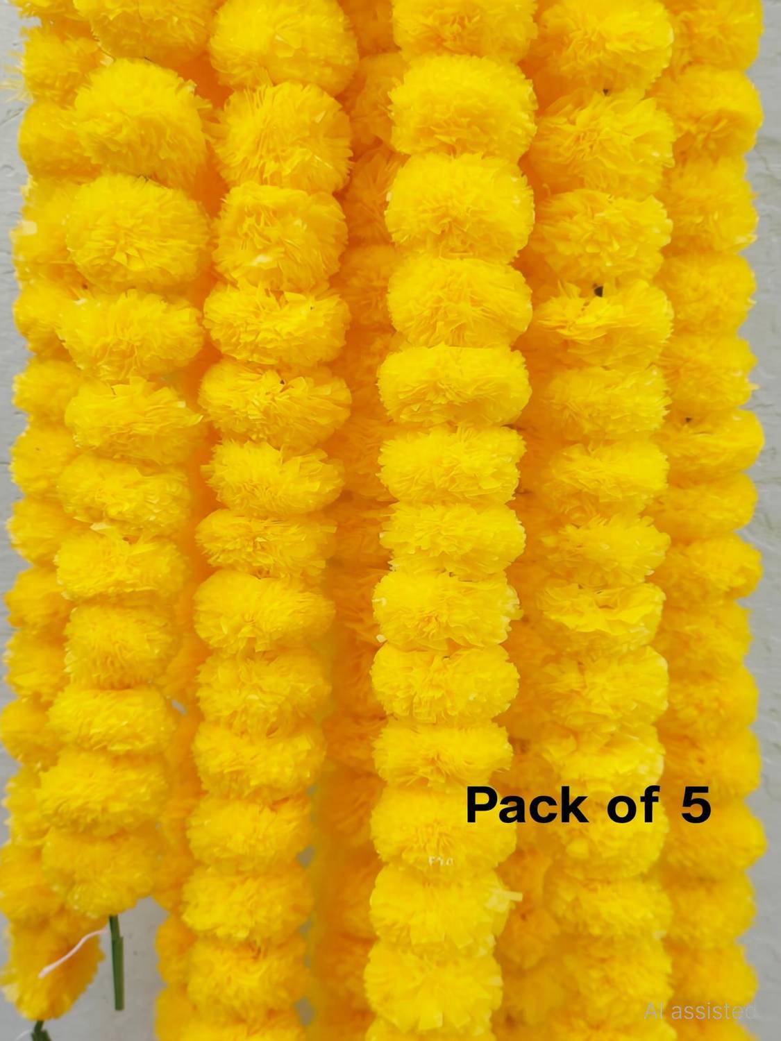 BUY UNIQUE Artificial Marigold Flower Garland Set (Pack of 5) | Pooja,Wedding,Festival,Home Plastic Garland