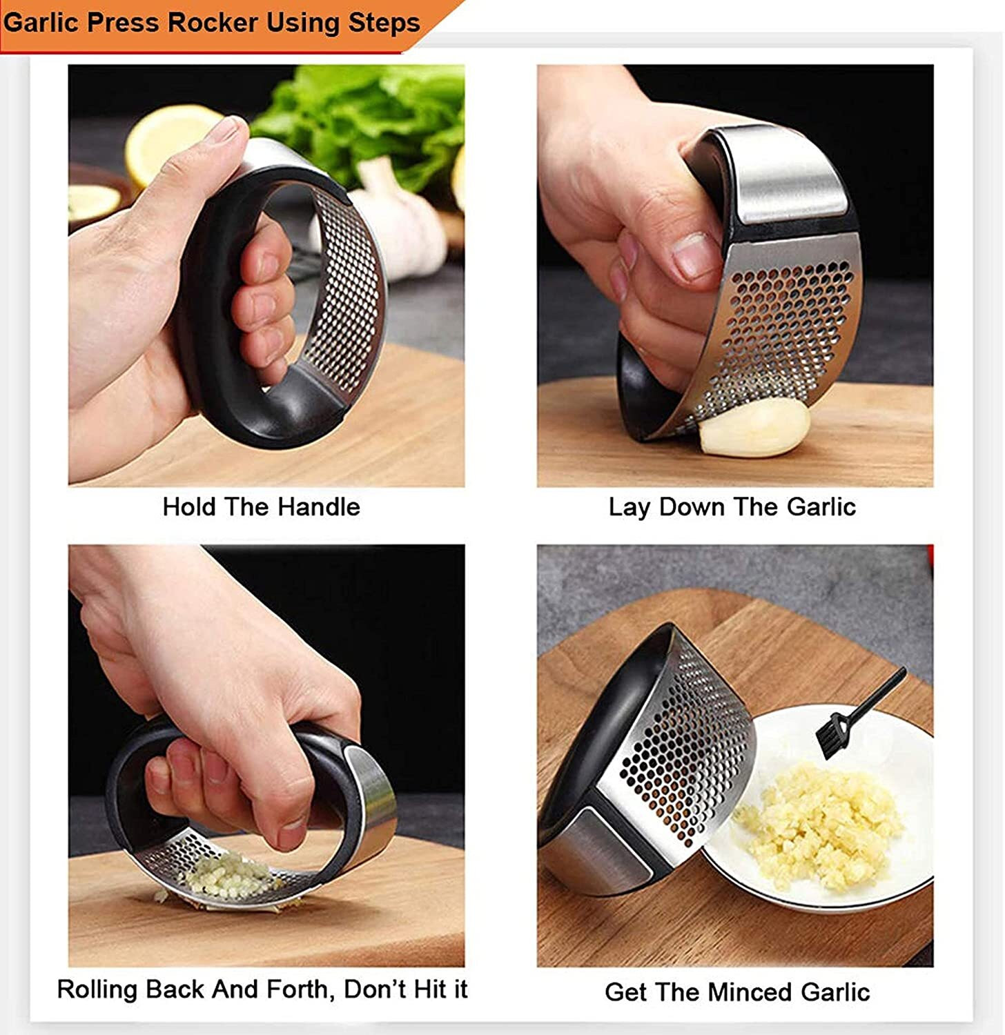 Image of FGG Garlic Press Garlic Crusher,Stainless Steel Kitchen Garlic Presser Garlic Press Garlic Press