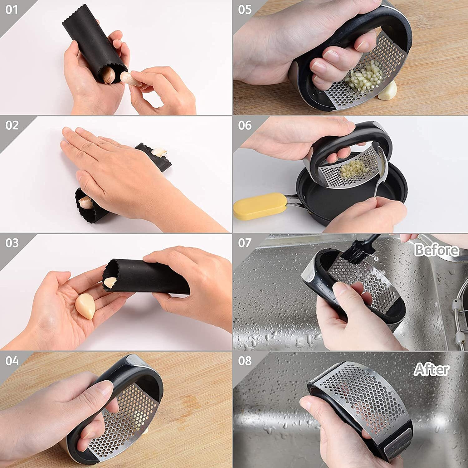 Image of FGG Garlic Press Garlic Crusher,Stainless Steel Kitchen Garlic Presser Garlic Press Garlic Press