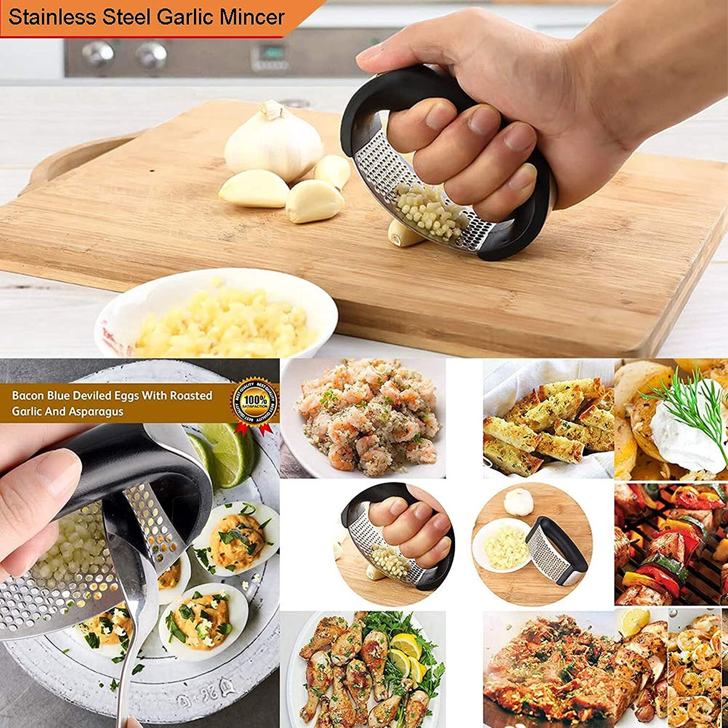Image of FGG Garlic Press Garlic Crusher,Stainless Steel Kitchen Garlic Presser Garlic Press Garlic Press
