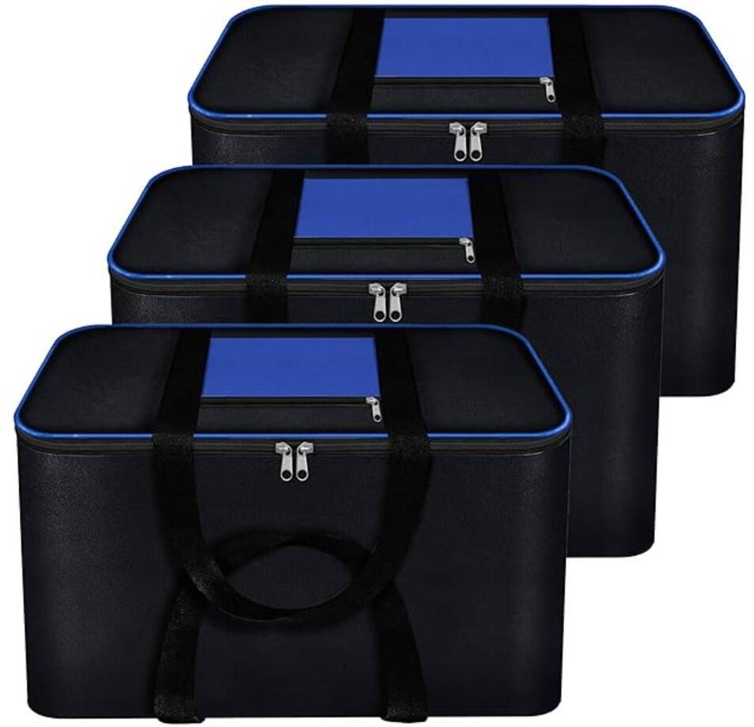 Ar Craft Large Capacity Multipurpose Non-Woven Cloth Storage Bag with Front Pocket & Dual Zipper – Foldable Dust-Proof, Durable Blanket Organizer Set of 3