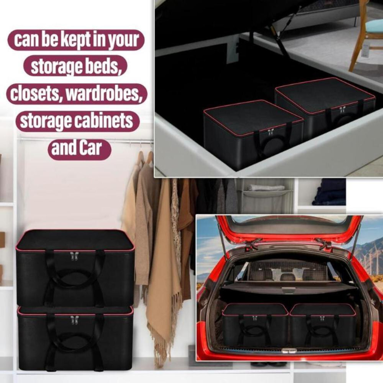 Image of ZOVIRA Moisture Proof Big Underbed Storage Bag For Multi Purpose Use Foldable Blanket Storage Bag, Cloth Storage Organizer, Blanket Cover with Zipper and Handles | Set of 1