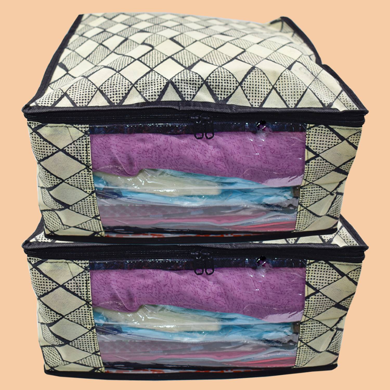 Ajabh High Quality Multi Purpose Garment Nonwoven saree Storage Organizer bag Keep saree Suit Travelling Pouch Barfiblacksarcover