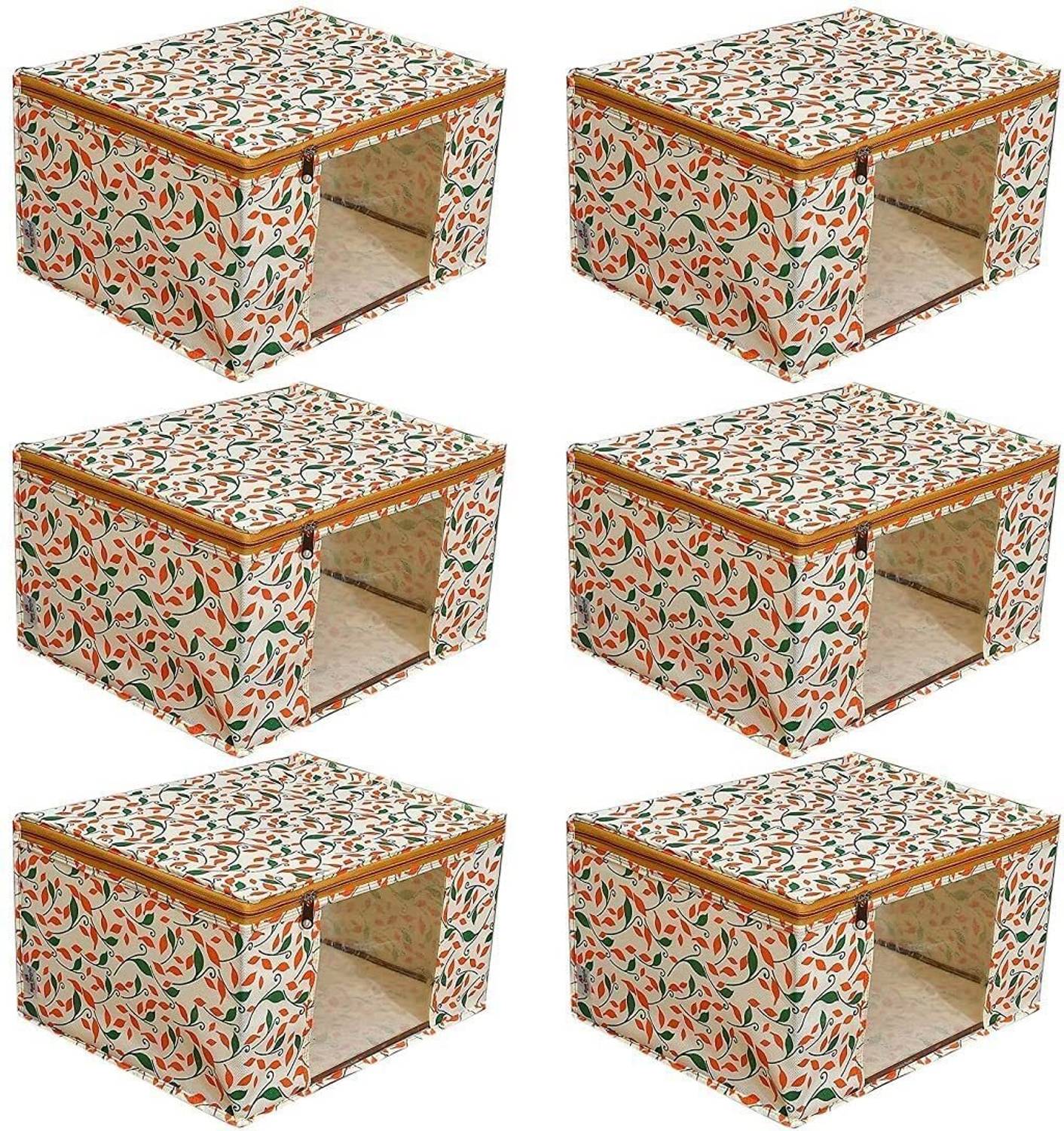 Lonaxa Cloth storage box Pack of 6 Storage organizer Saree cover Storage bag Cloth bag Organizer box Saree Cloth organiser for wardrobe Packing bags Travel organizer Space saver bag