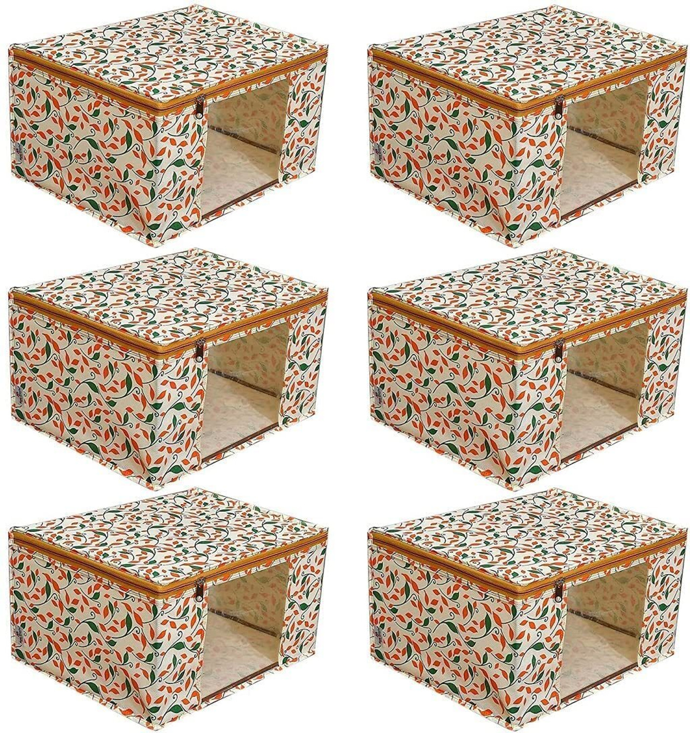 Image of Lonaxa Cloth storage box Pack of 6 Storage organizer Saree cover Storage bag Cloth bag Organizer box Saree Cloth organiser for wardrobe Packing bags Travel organizer Space saver bag