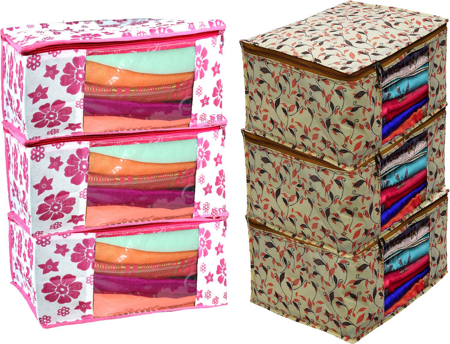 House of Common saree cover Non Woven Fabric Saree Cover/Clothes Organiser for Wardrobe Set 6