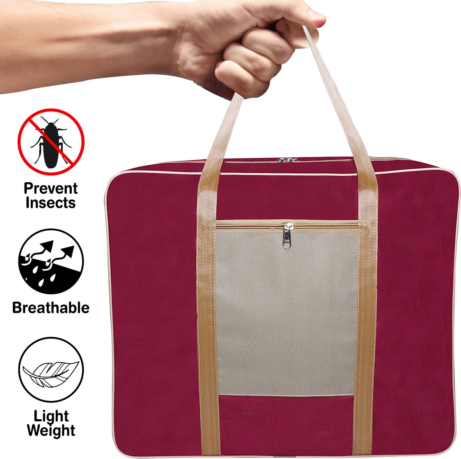 Billiondesigner Cloth Safety Bag for Sarees,Lehenga,Cloths,Suits,Pants Shirt Storage Saree Cover Storage Bag Nylon Rectangular Moisture Proof Big Storage Bag with Zippered Close FW127_PK01