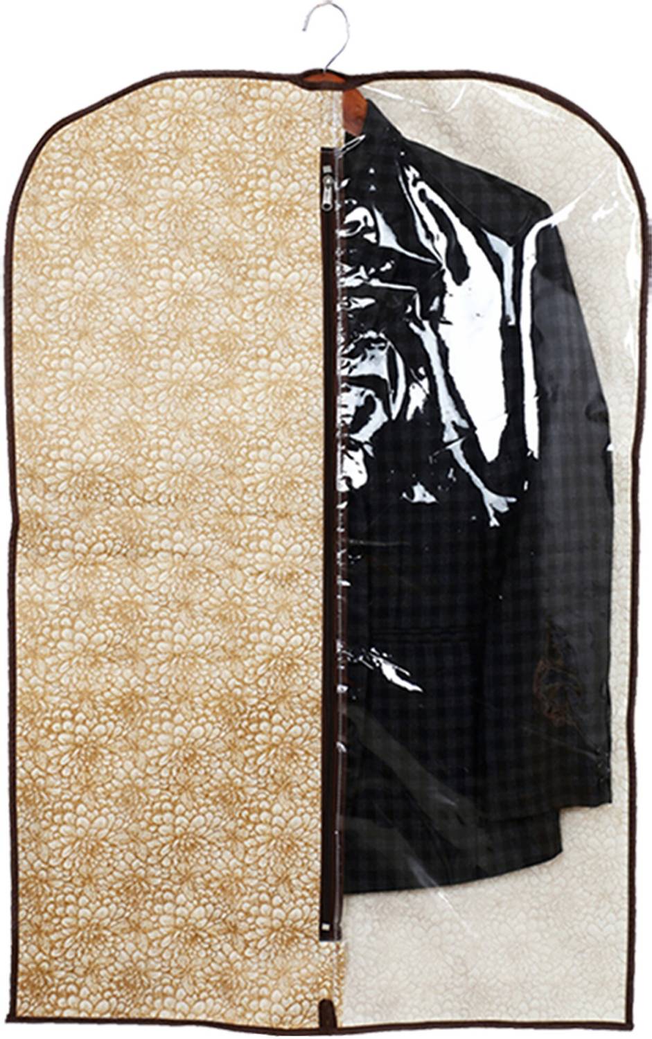 Billion Designer Metalic Printed Half Transparent Non Woven Men's Coat Blazer Cover (Golden & Brown) -BILLION38153 BILLION038153