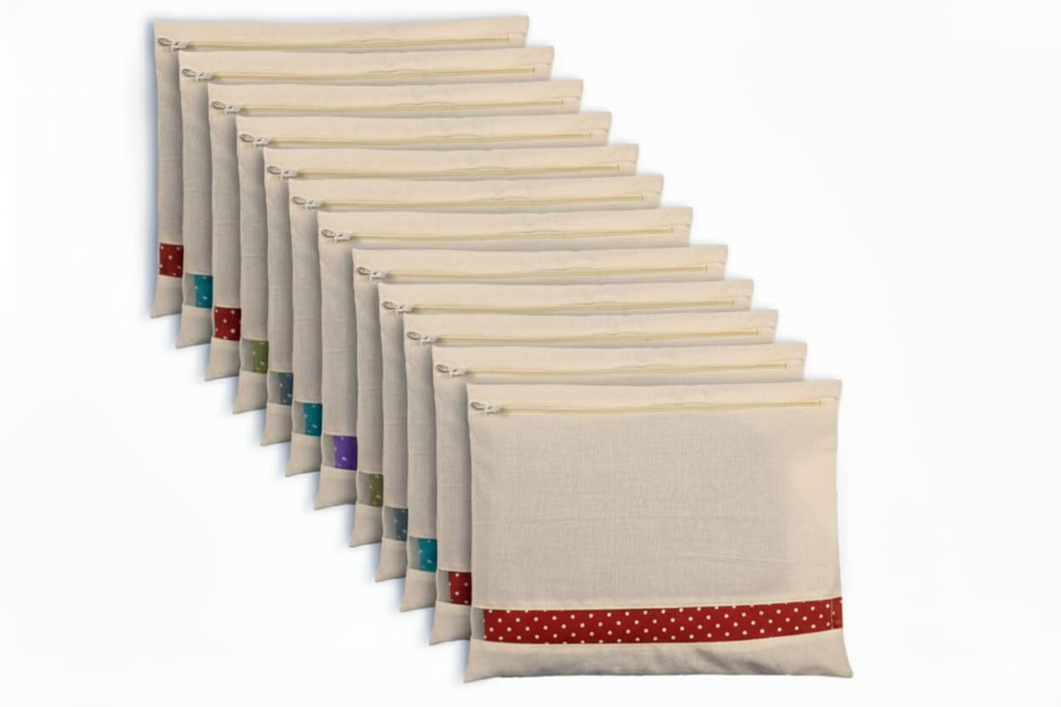 Image of SHOPOWARE Cotton Saree Bags /Covers For Storage Set Of - 12 Big Size Single (16 X 14 Inches) With Zip Closure For Clothes Bags And Wardrobe Organizer With Transparent Mesh Window