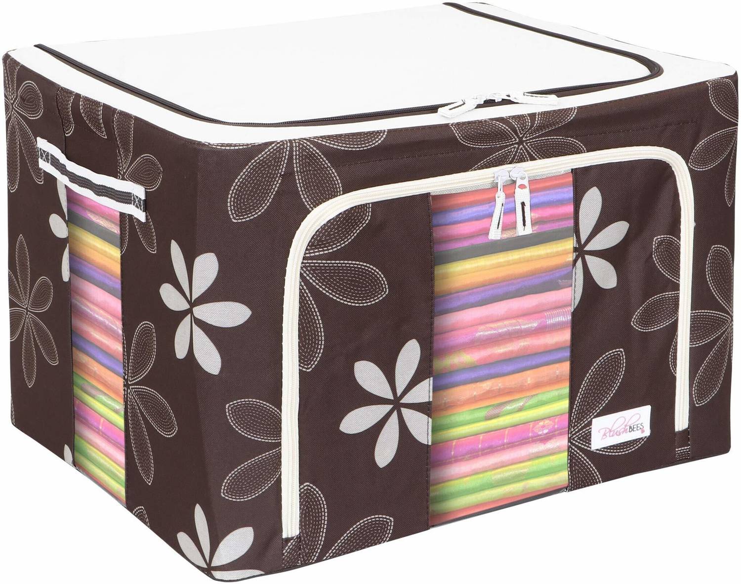 BlushBEES Living Box - Wardrobe Organizer, Storage Boxes for Clothes with Zip - 66 Litre, Pack of 1, Brown