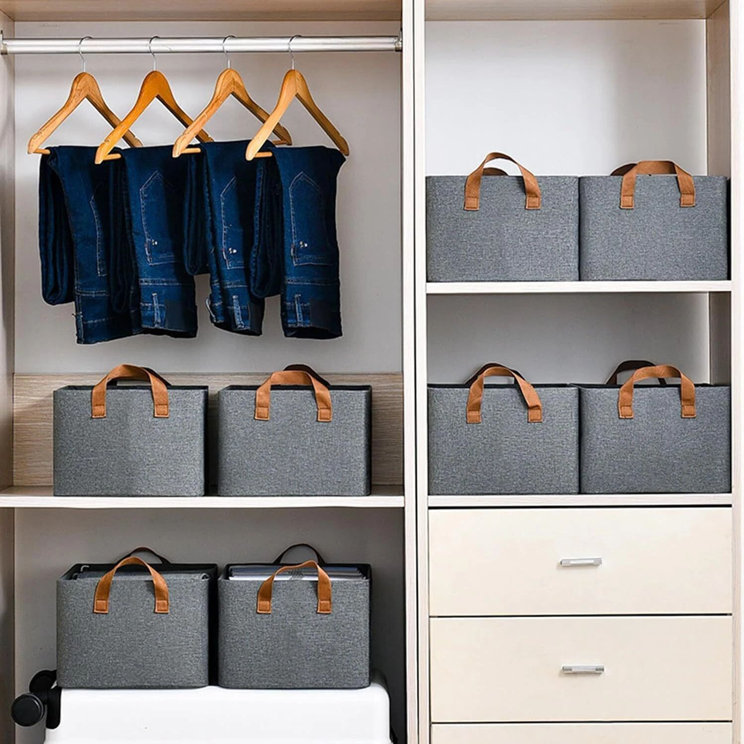Image of VENDIFY PACK OF 6 Cloth Organizer For Wardrobe Storage Bag Box Closet Drawer Organizers for Clothes Clothes Storage Box for Wardrobe Cloth, Saree, Towel, Blanket
