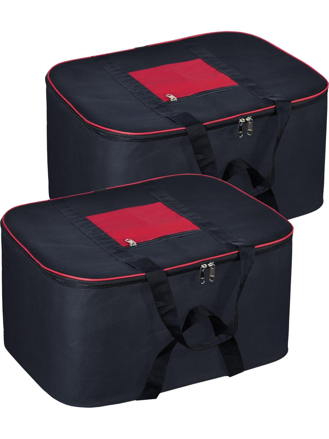 Image of STORITE Underbed Storage Bag 2 Pack Nylon 69 L Moisture Proof Underbed Storage Bag For Clothes /Blankets /Saree With Zipper Closure & Handle Rectangular