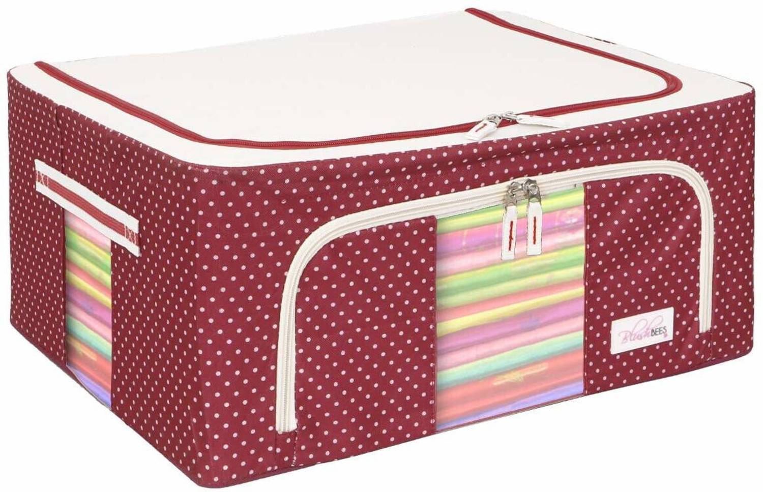BlushBEES Living Box - Storage Boxes for Clothes, 44 Litre, Pack of 1, Polka Dot Red