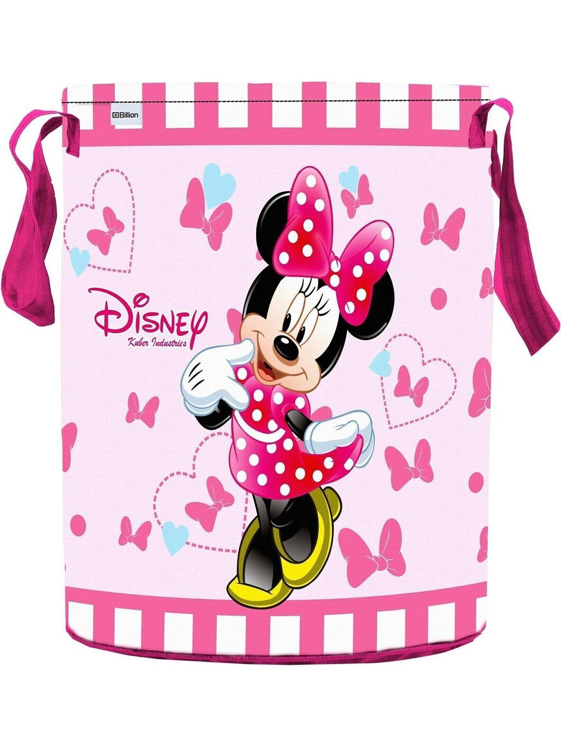 Billion Designer Disney Minnie Print Round Non Woven Fabric Foldable Laundry Basket , Toy Storage Basket, Cloth Storage Basket With Handles,45 Ltr (Pink)-31_S_Billion11639 31_S_Billion011639