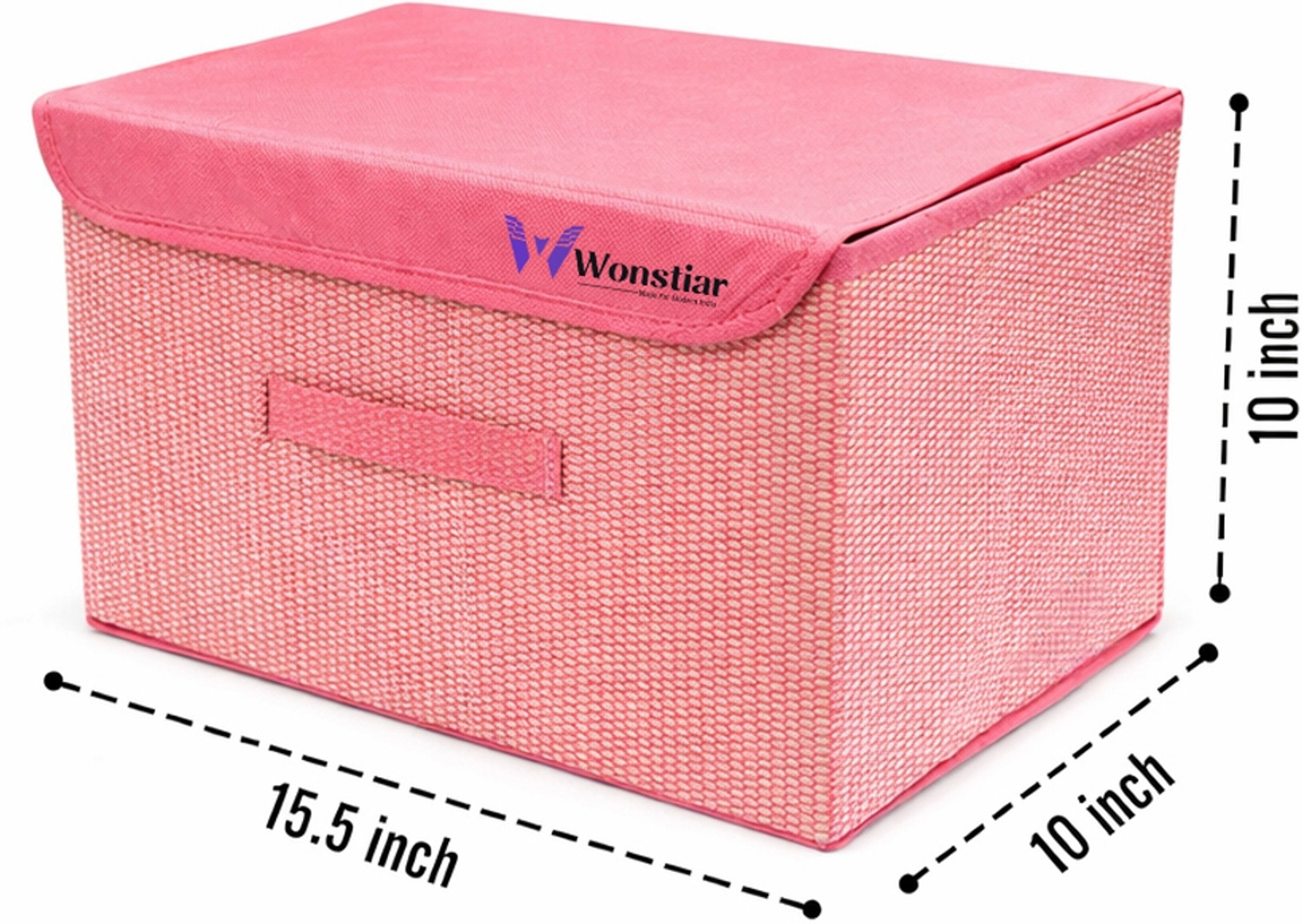 Image of Wonstiar Foldable Storage Box Set of 2 with Lid | Multipurpose Organizer for Clothes, Toys & Wardrobe | Collapsible Space Saving Storage Basket