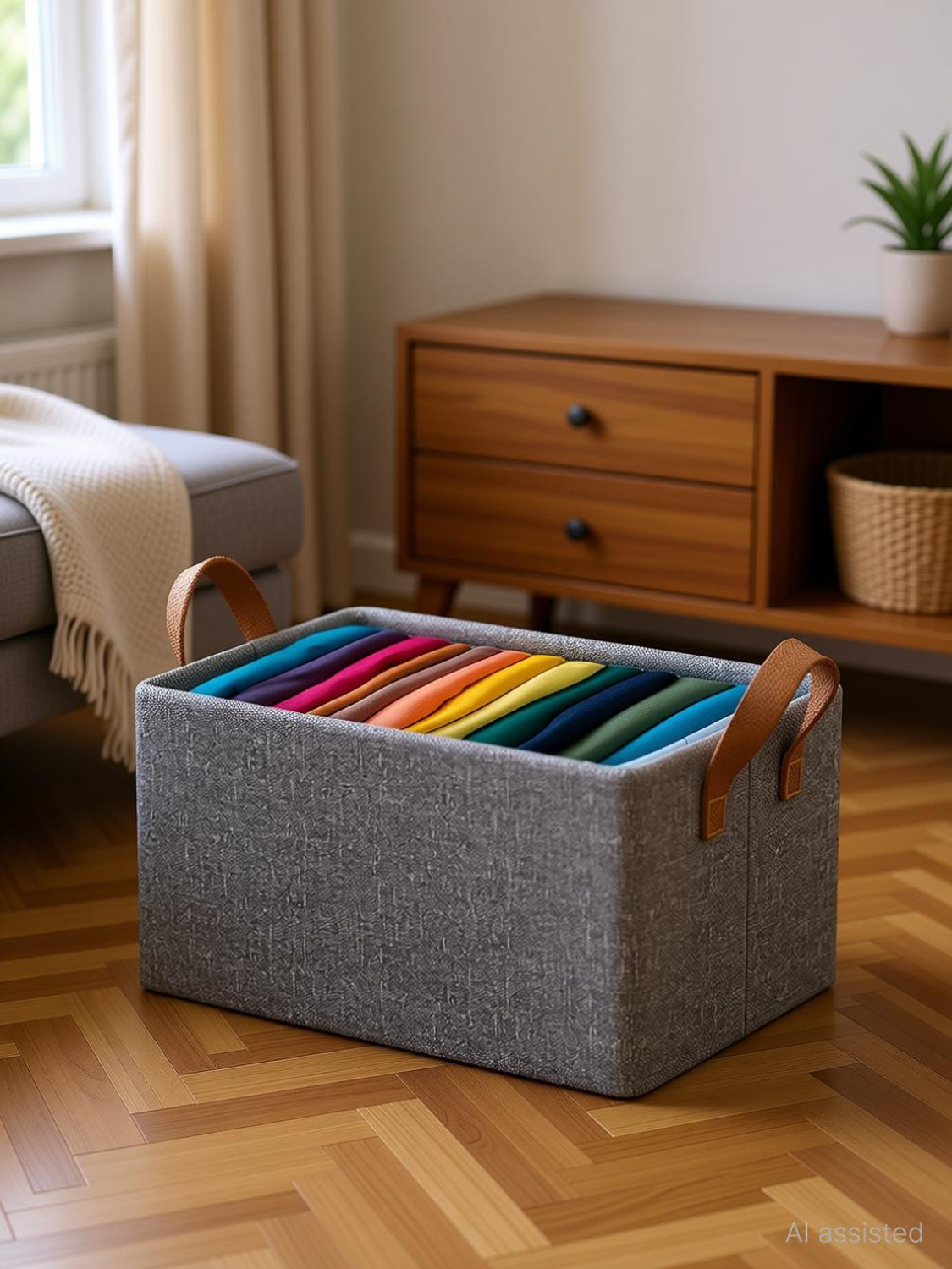 Image of VENDIFY Cloth Storage Box 26L PACK OF 3 Metal Frame Wardrobe Organizer for Clothes Storage Box