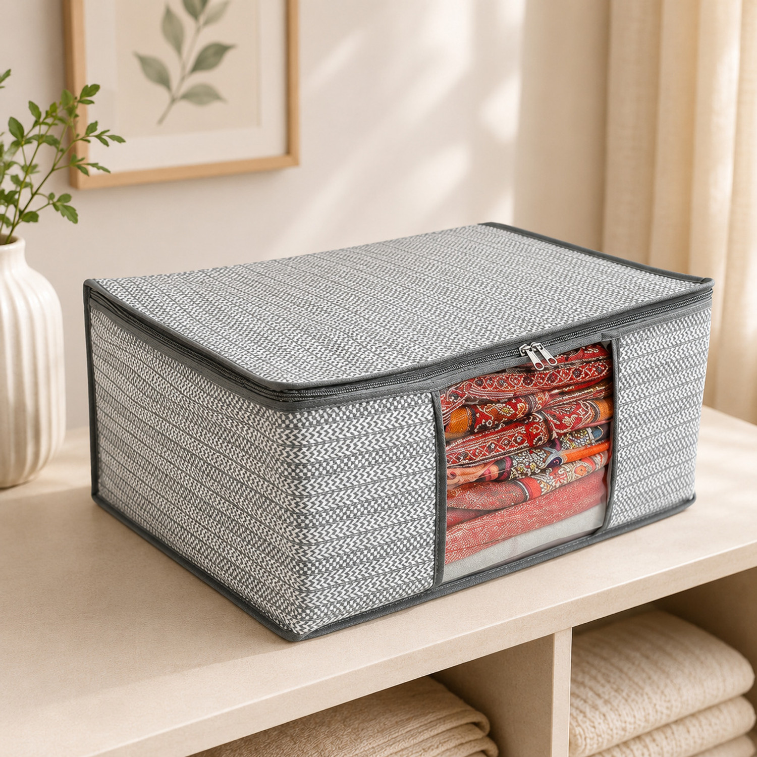 Image of STORAZE Elegant Storage Series Fabric Saree Storage Covers - Pack of 6 CLOTH COVER PACK OF 6