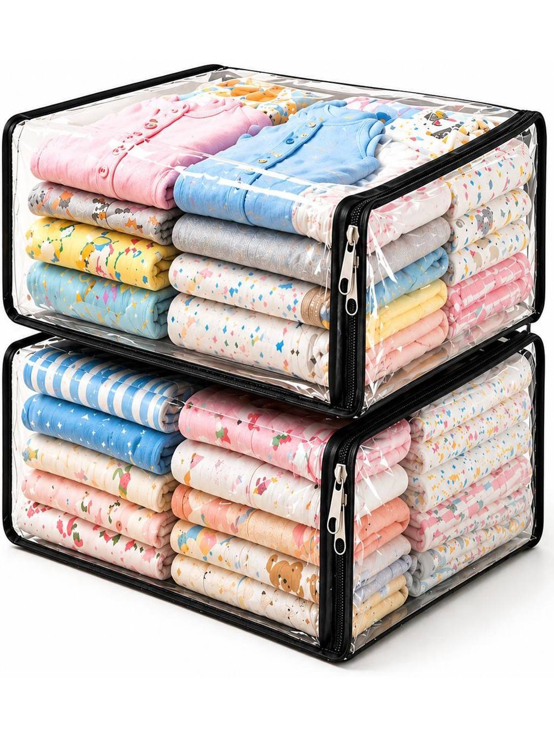 AmiPackaging Transparent Clothes Storage Bag | Foldable Wardrobe Organizer Saree, Blanket, Towel & Storage Cover | sari cover pack of 2