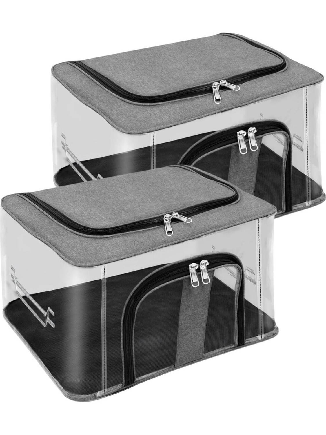 VYORA Clothes storage bag 2 Pack 33L PVC Saree cover Cloth storage box Organizer box Cloth organizer Wardrobe organizer box With Handle Saree Pack of 2 Transparent Waterproof Packing bags Plastic Saree organizer