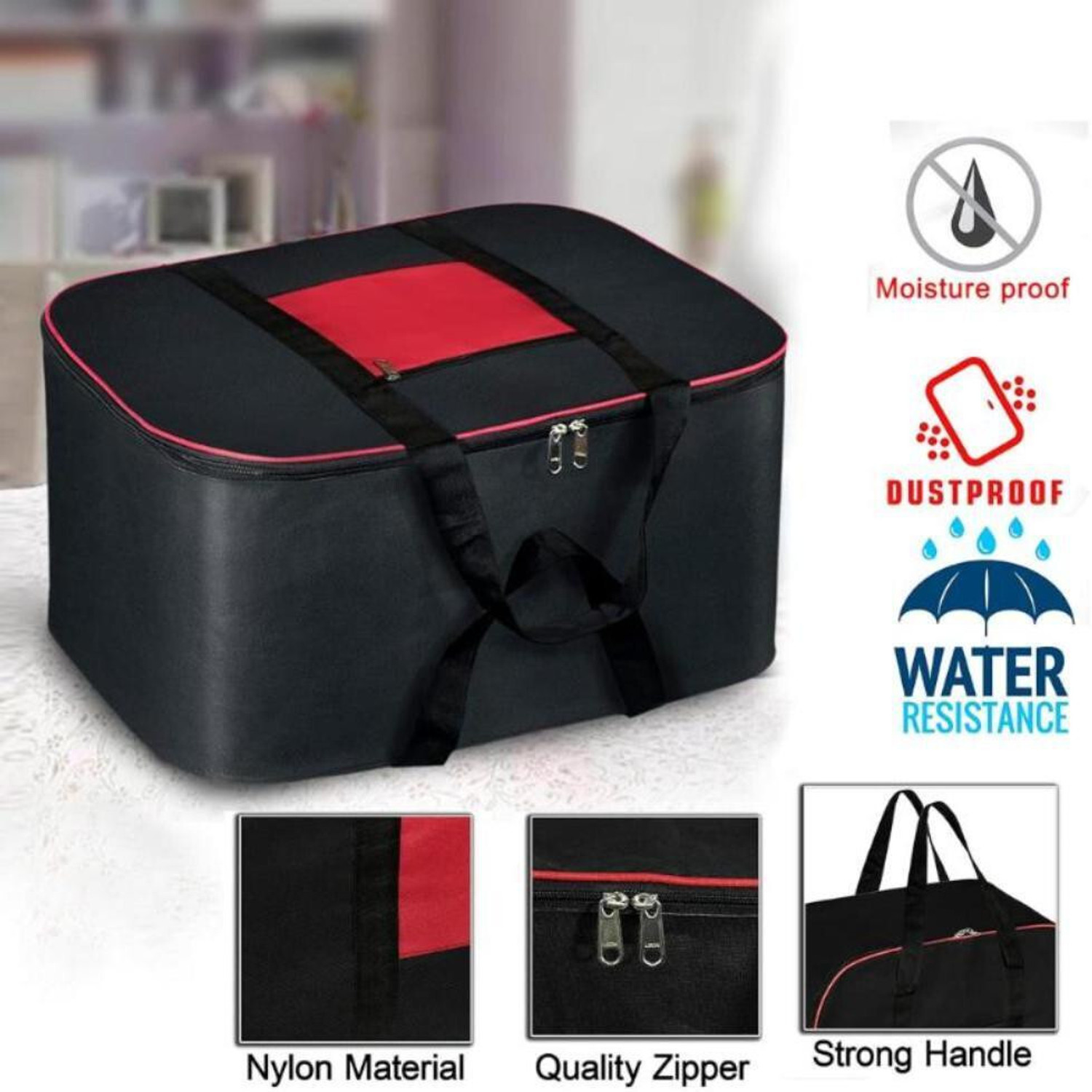 Image of ZOVIRA Moisture Proof Big Underbed Storage Bag For Multi Purpose Use Foldable Blanket Storage Bag, Cloth Storage Organizer, Blanket Cover with Zipper and Handles | Set of 1