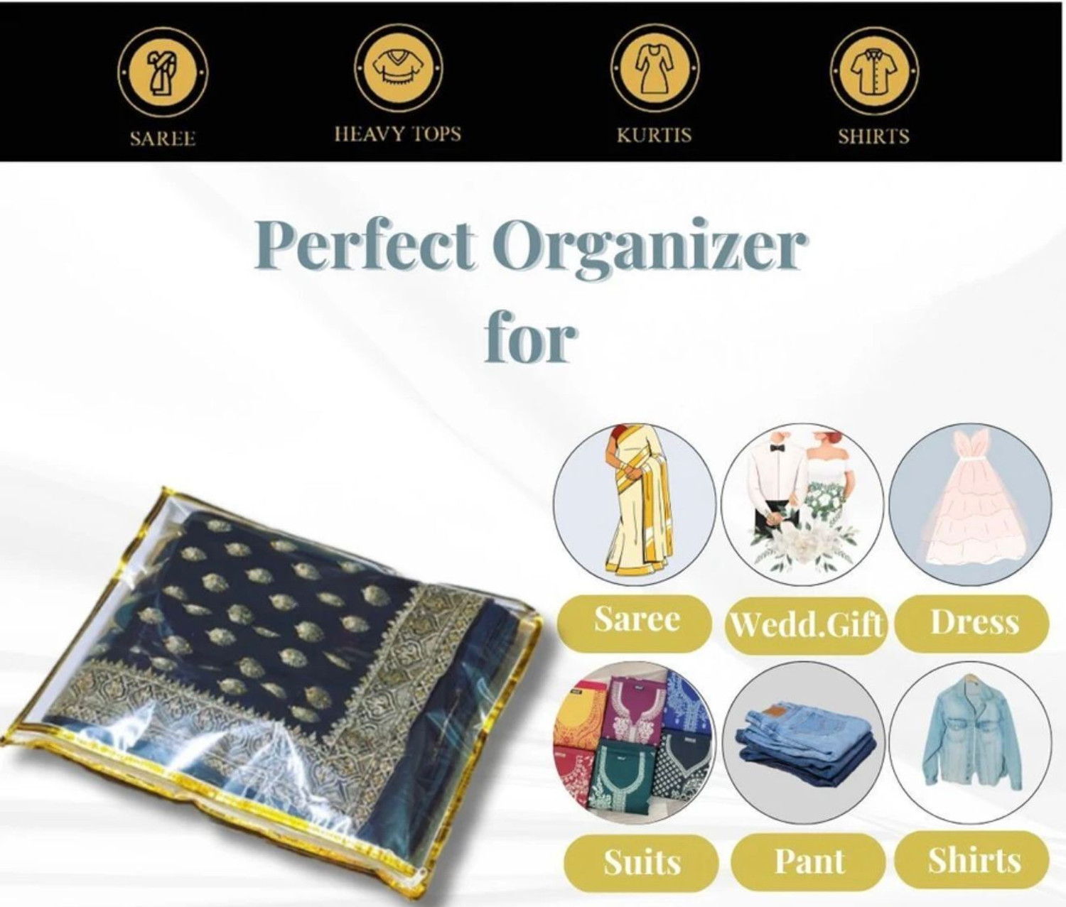 Image of JAIMIN CRAFT saree cover 24 set plastic bag with zip Saree Bag Cover Dress Bag Cover suit packing bag Travling 24 Piece Clothes cover storage bags sadi packing covar