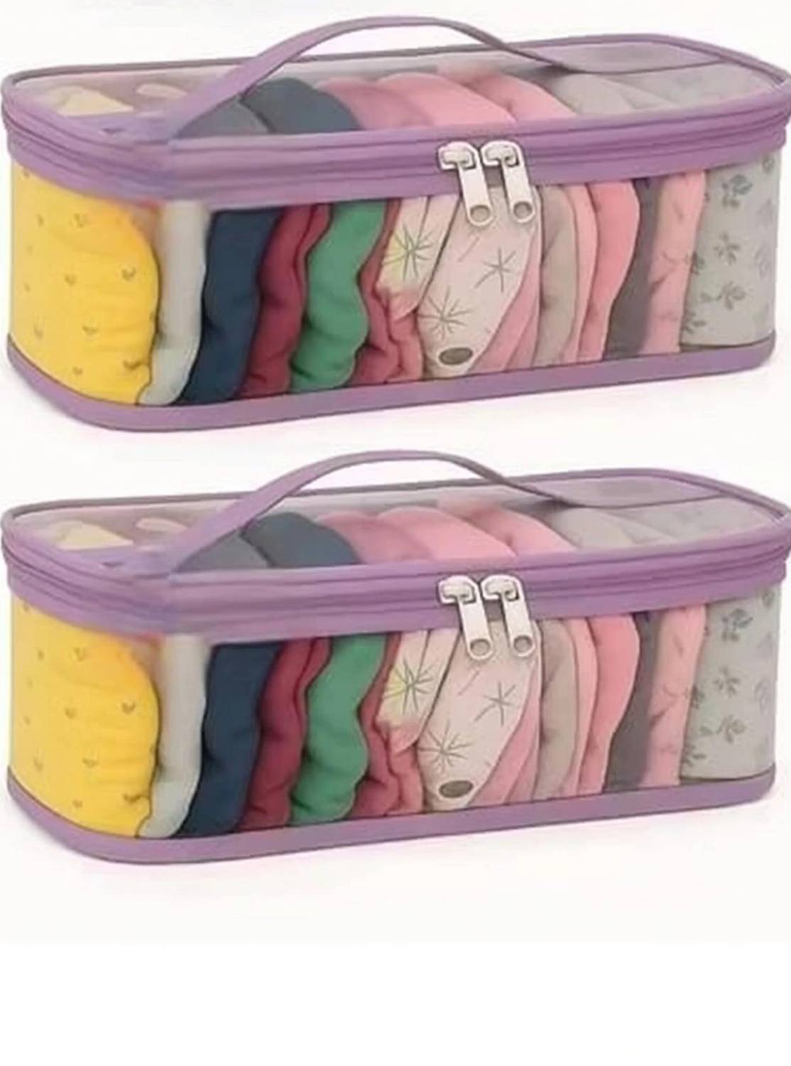Aepigo Pack of 2 Innerwear Organizer for Wardrobe Legging Storage Bag Dupatta Organizer Storage Bag Storage Pouch for Travel, Wardrobe Organiser for Storage, Undergarment Organiser for Women