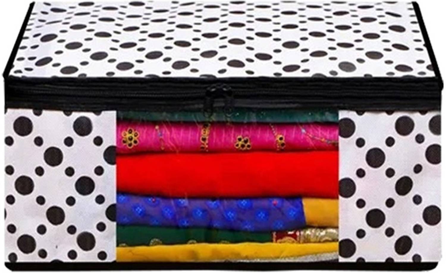 Ankit International Saree Cover Premium High-Quality Garment Cover Storage Bag For Wardrobe Organizer Garments Storage bags-Big in size Polka dot saree cover Pack of 1