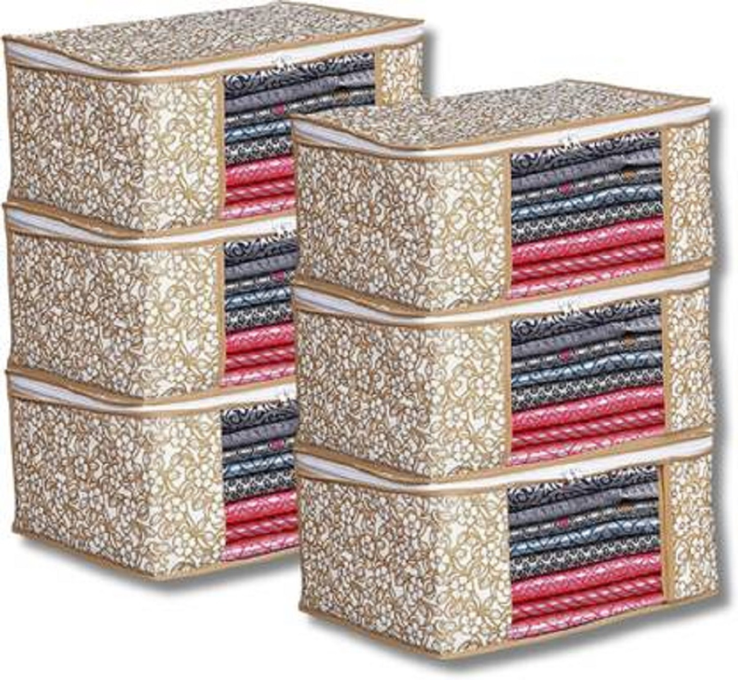 Image of Ozillin 6 pcs Non Woven Saree Cover / Clothes saree cover bag garment cover