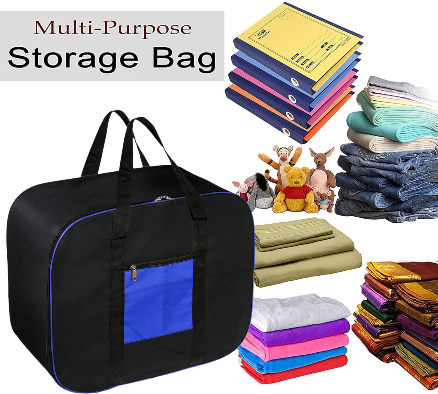 Image of STORITE Big Storage Bag Moisture Proof Blanket, Cloth, Saree Organizer with Zippered Closure