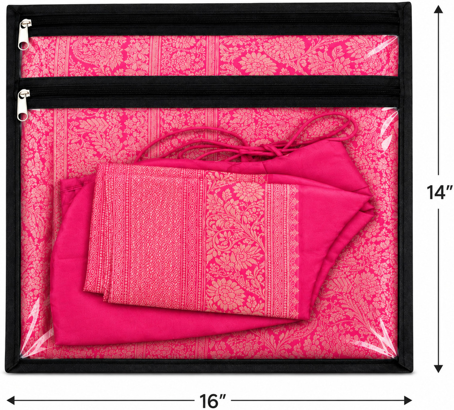 Image of Lonaxa Saree cover storage bags Packing bags Wardrobe organizer Saree organizer Saree covers With Blouse Pocket Saree bag cover Dress organizer Storage bags Clothes organizer Combo Pack of 6 Transparent Storage organiser Saree pouch
