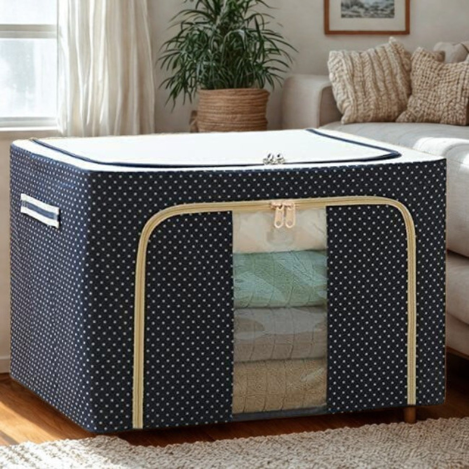 Image of Ashmakam Dress Box for Clothes Storage - 66L Steel Frame Organizer with Handle Dress Box for Clothes Storage - 66L Steel Frame Organizer with Handle Dress Box for Clothes Storage - 66L Steel Frame Organizer with Handle