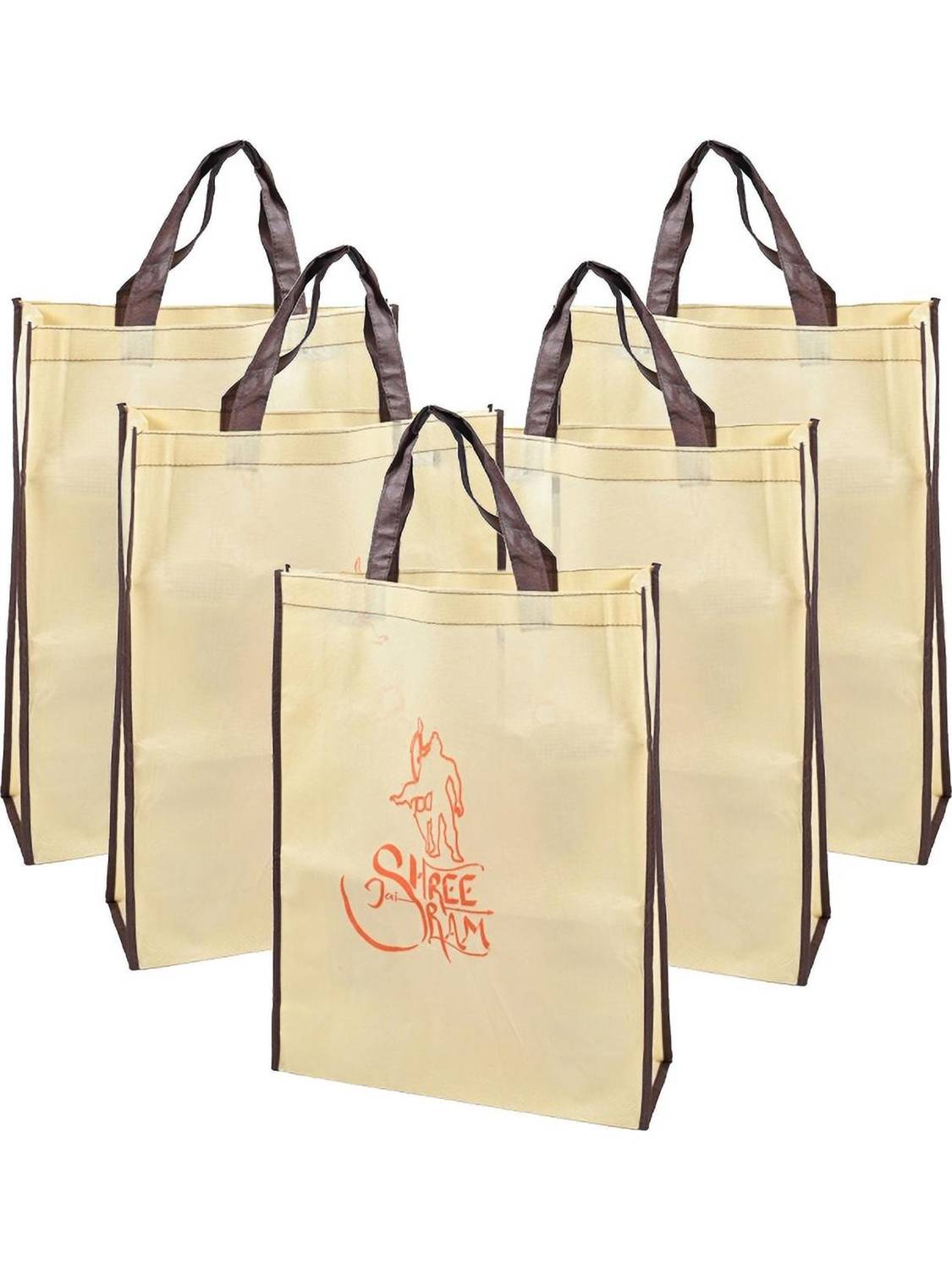 Biowaste Solution Printed Non Woven Reusable Grocery Shopping Bag With Handle BAG_JSR_6PC_14X18