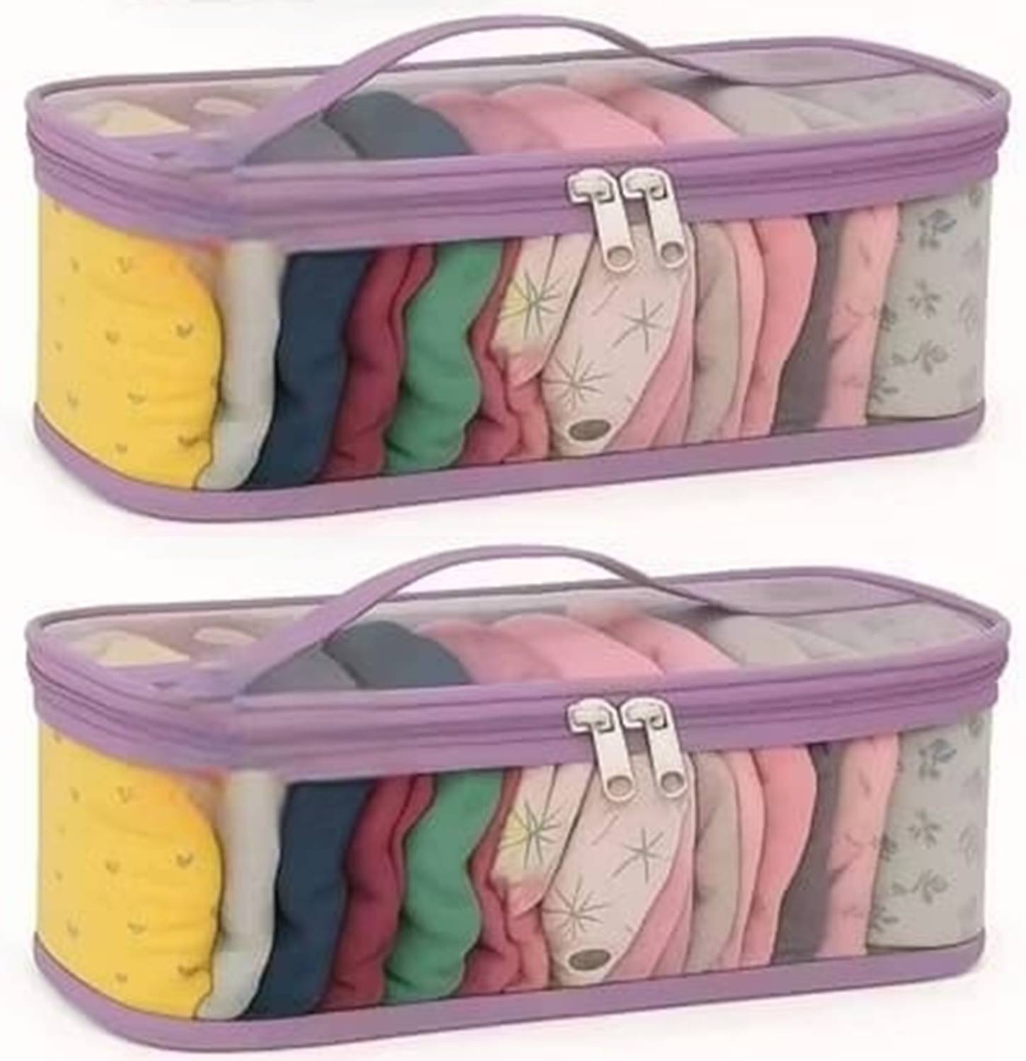 FEVWEL Pack of 2 Innerwear Organizer for Wardrobe Legging Storage Bag Dupatta Organizer Storage Bag Storage Pouch for Travel, Wardrobe Organiser for Storage, Undergarment Organiser for Women