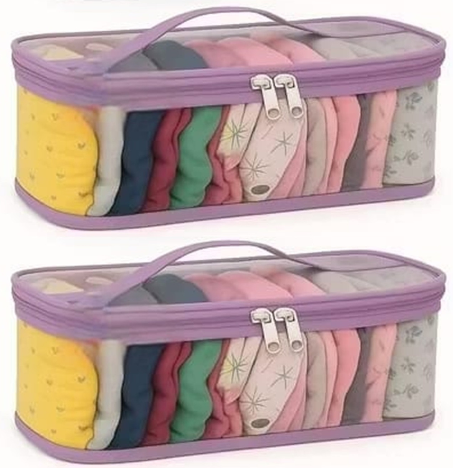 Image of FEVWEL Pack of 2 Innerwear Organizer for Wardrobe Legging Storage Bag Dupatta Organizer Storage Bag Storage Pouch for Travel, Wardrobe Organiser for Storage, Undergarment Organiser for Women