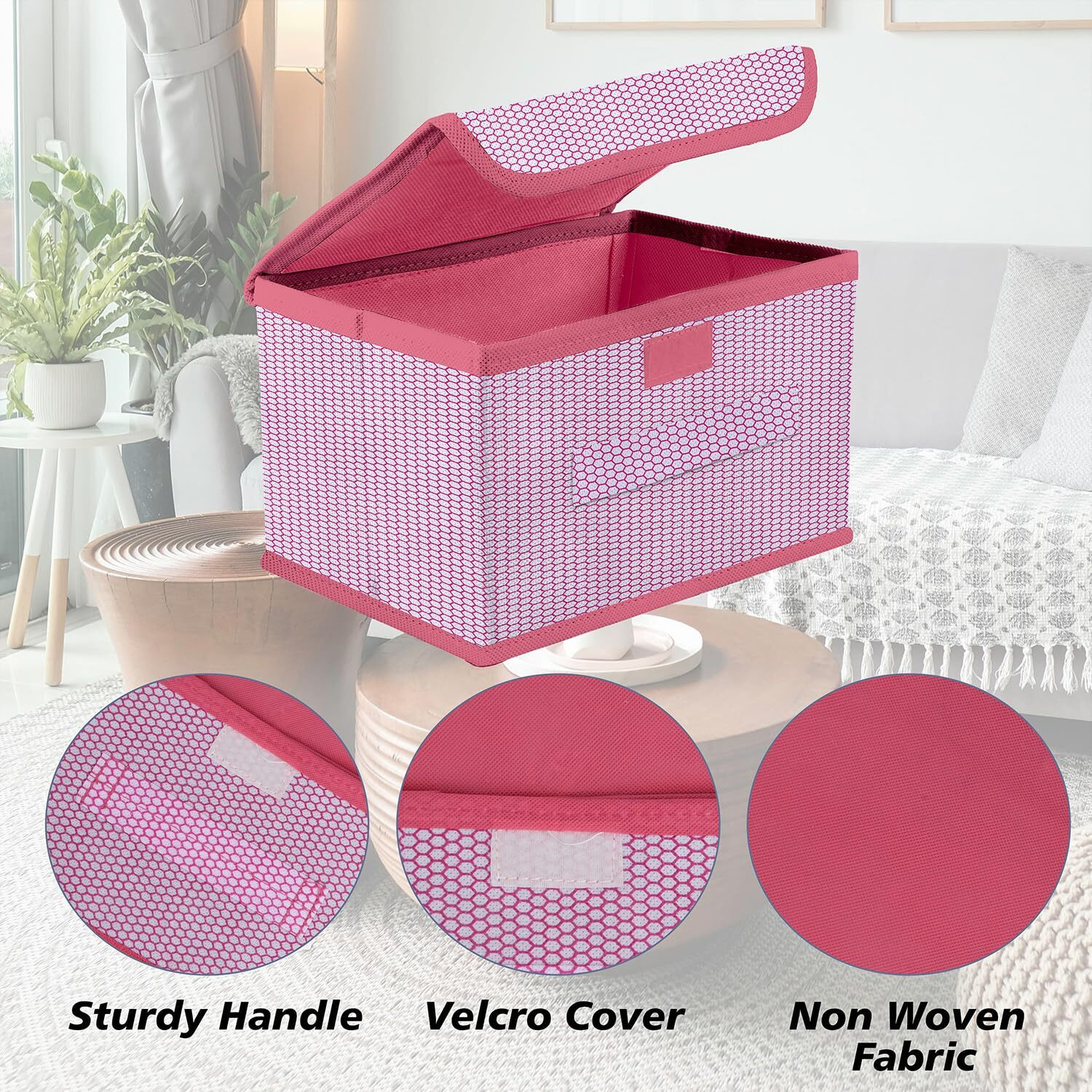 Image of DIVINE Nylon Drawer Storage Box | Zig Zag Dhakkan | Non-Woven Clothes Organizer For Toys Storage Basket