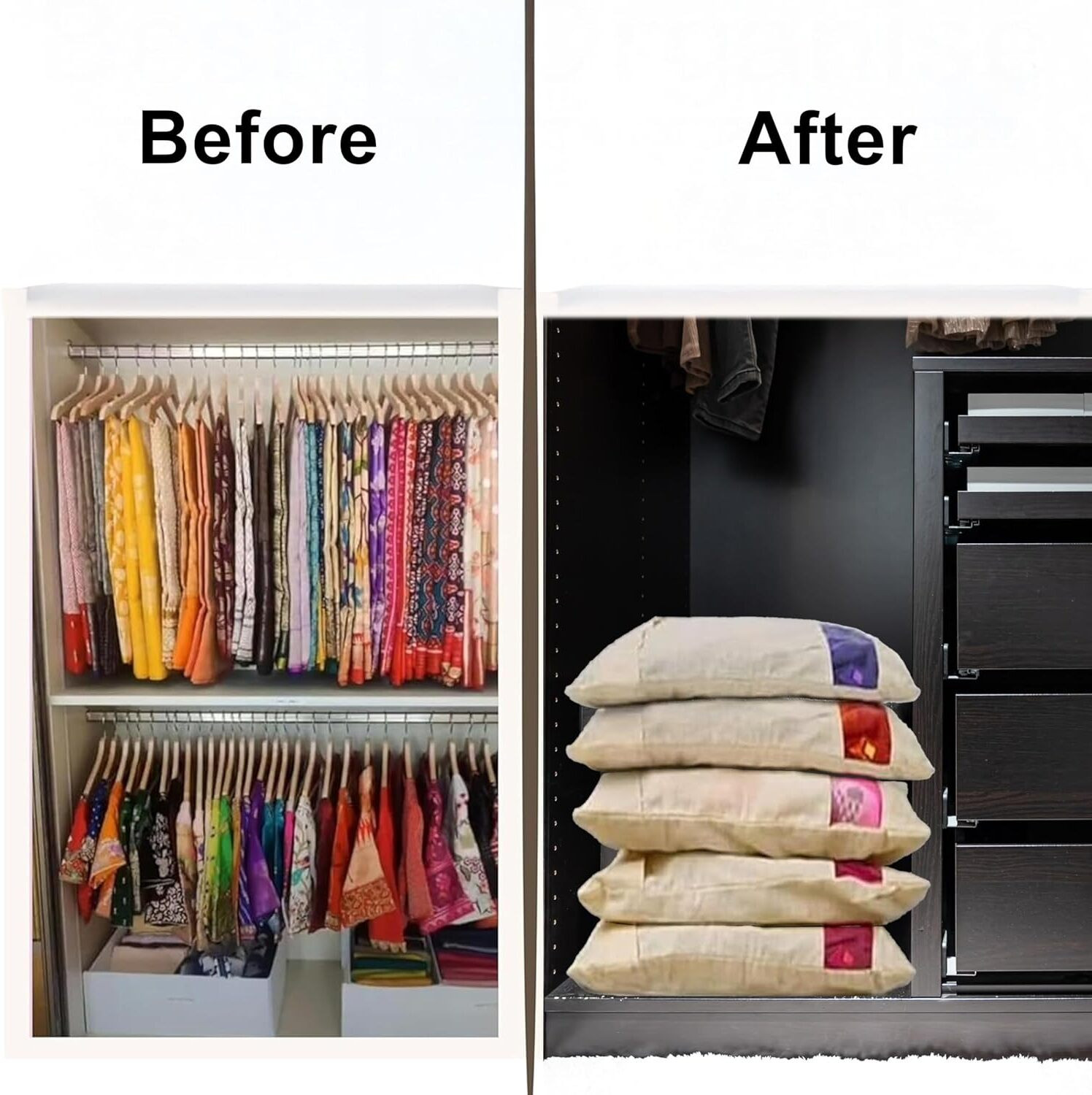 Image of SHOPOWARE Cotton Saree Bags /Covers For Storage Set Of - 12 Big Size Single (16 X 14 Inches) With Zip Closure For Clothes Bags And Wardrobe Organizer With Transparent Mesh Window