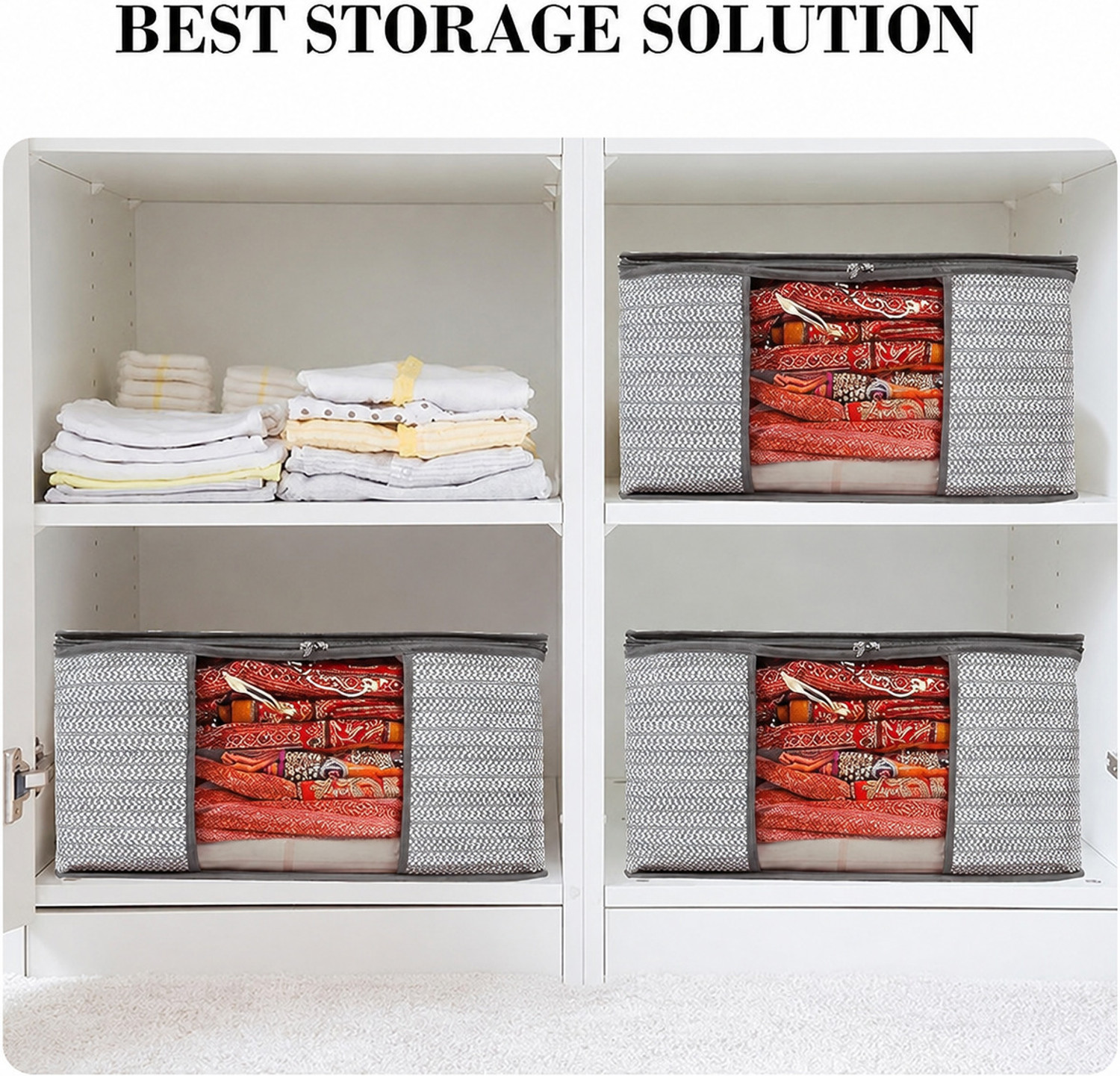 Image of STORAZE Elegant Storage Series Fabric Saree Storage Covers - Pack of 6 CLOTH COVER PACK OF 6