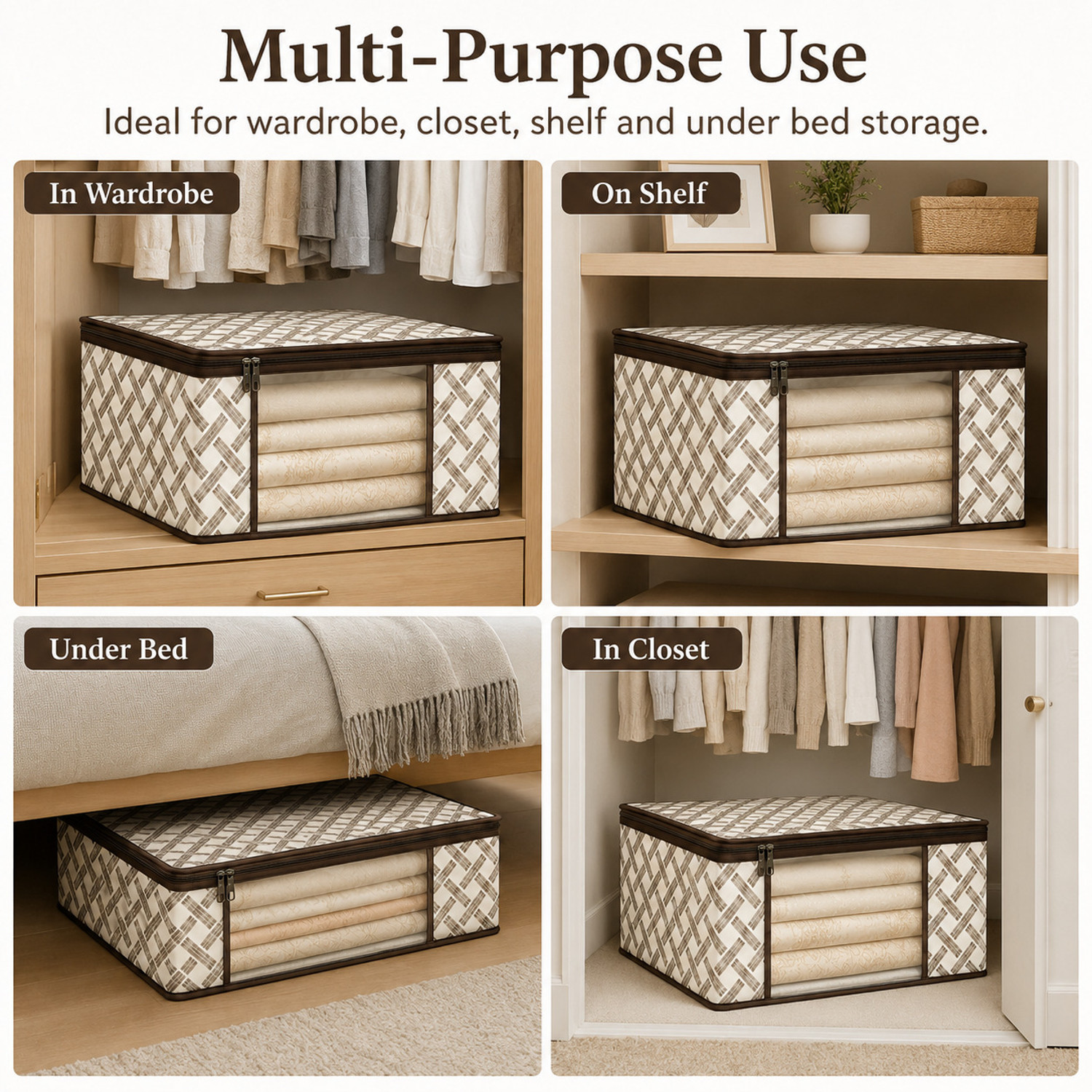 Image of STORAZE MULTI PURPOSE STORAGE USEAGE Premium Foldable Garment Storage Box with Clear Front Window Pack of 6 CLOTH COVER PACK OF 6