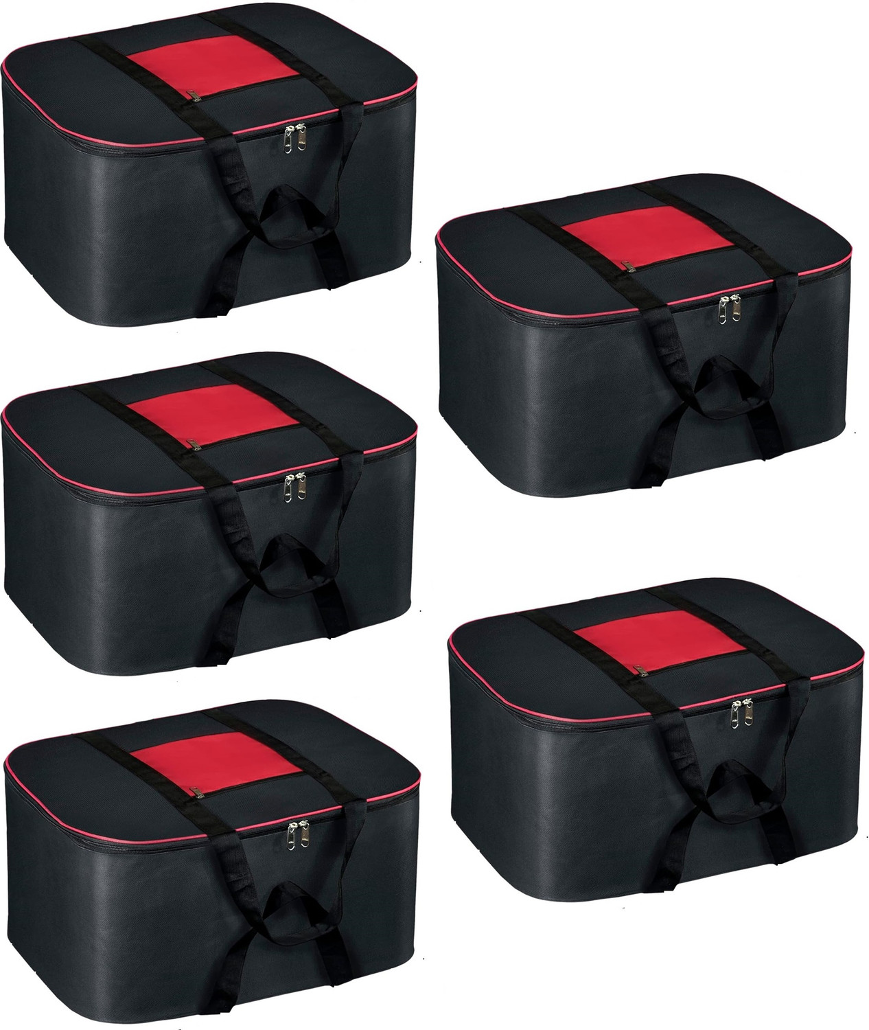 Image of justsmartkart Multi Purpose Underbed Foldable Storage Bag with Zipper Closure Clothes Organizer /Blanket Cover (Nylon) Pack of 5
