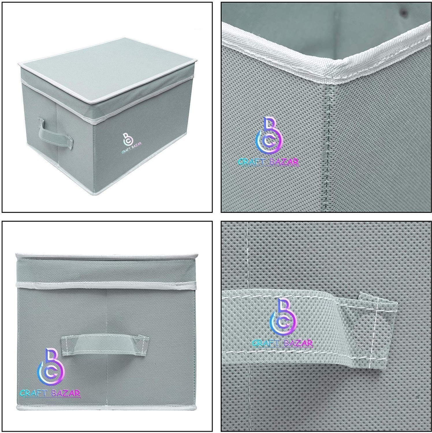Image of Craft Bazar Storage Box Foldable Organizer for Cloths,kid's toy with Top Lid (Pack of 3) Box to Store Household Items