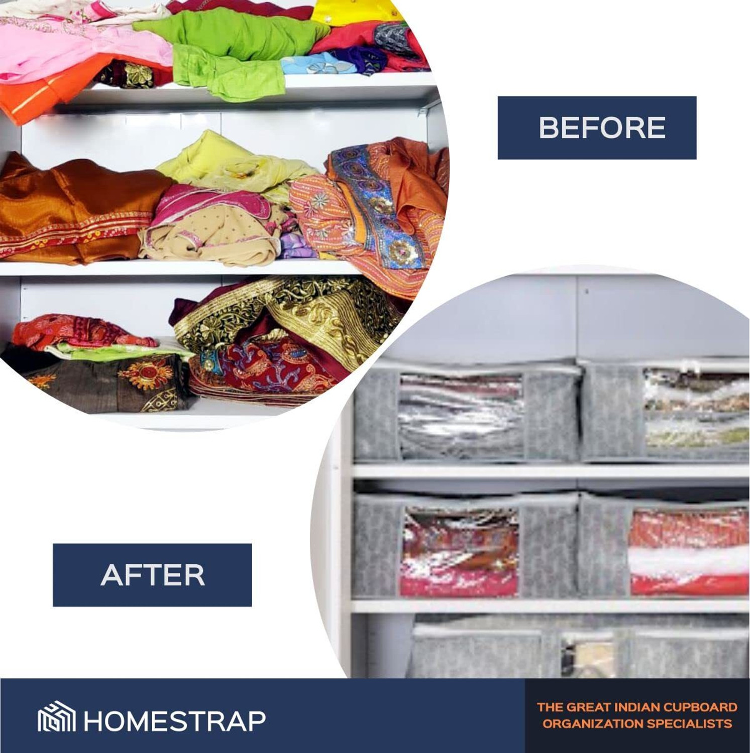 Image of HomeStrap Saree /Dress Cover Cloth Storage /Organiser with Transparent Window