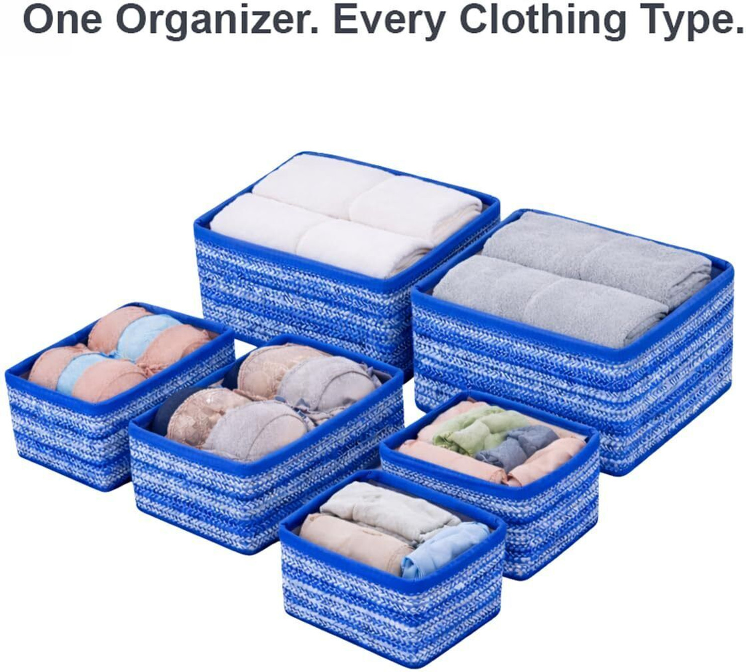 Image of DALUCI 6 Pcs Clothes Storage Box and Wardrobe Organizer 6 Piece Foldable Clothing Storage Box Set Cube Storage Bins and Dividers for Wardrobe Cloth