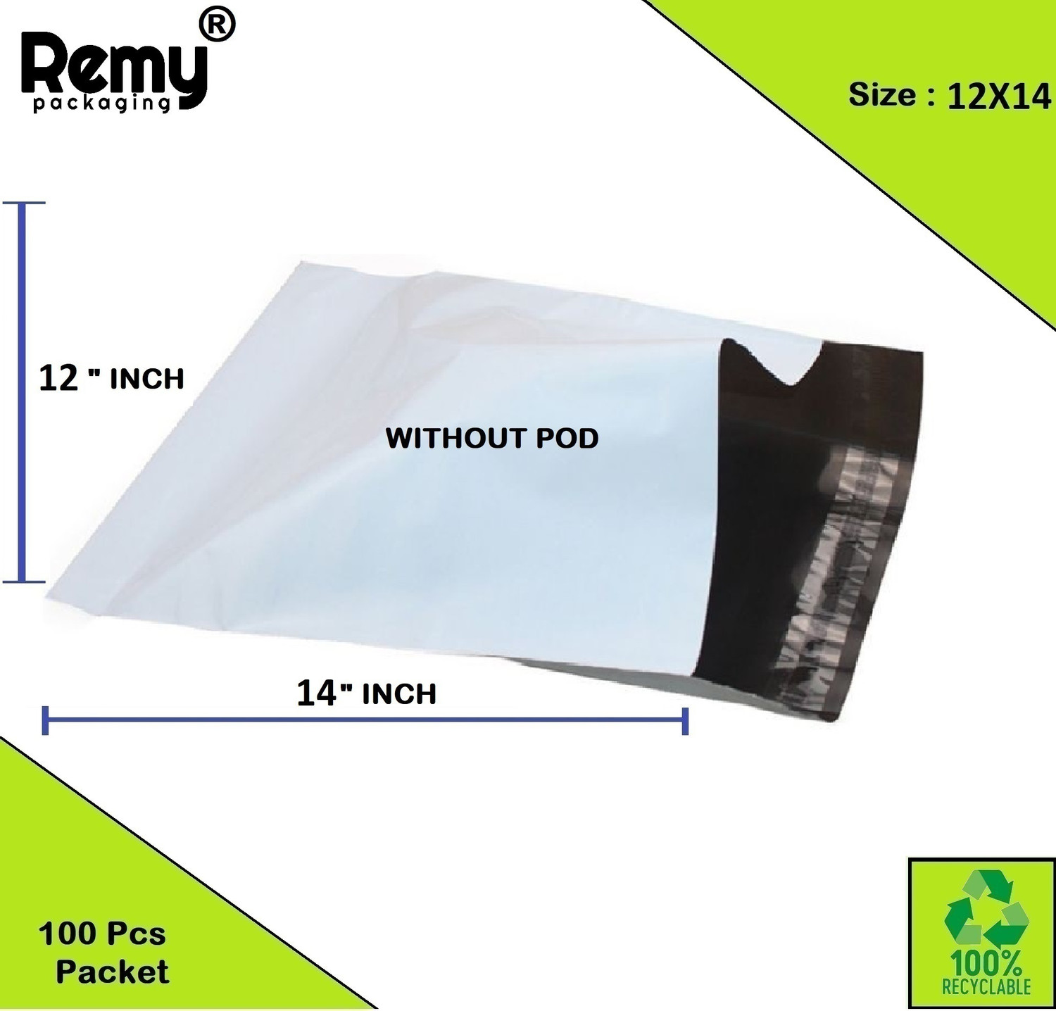 Image of REMY PACKAGING 12X14 INCH Tamper Proof Courier Security Bags Envelopes Pouches Cover Polybags for Shipping Packing Mailing 55 MICRON 100 PCS
