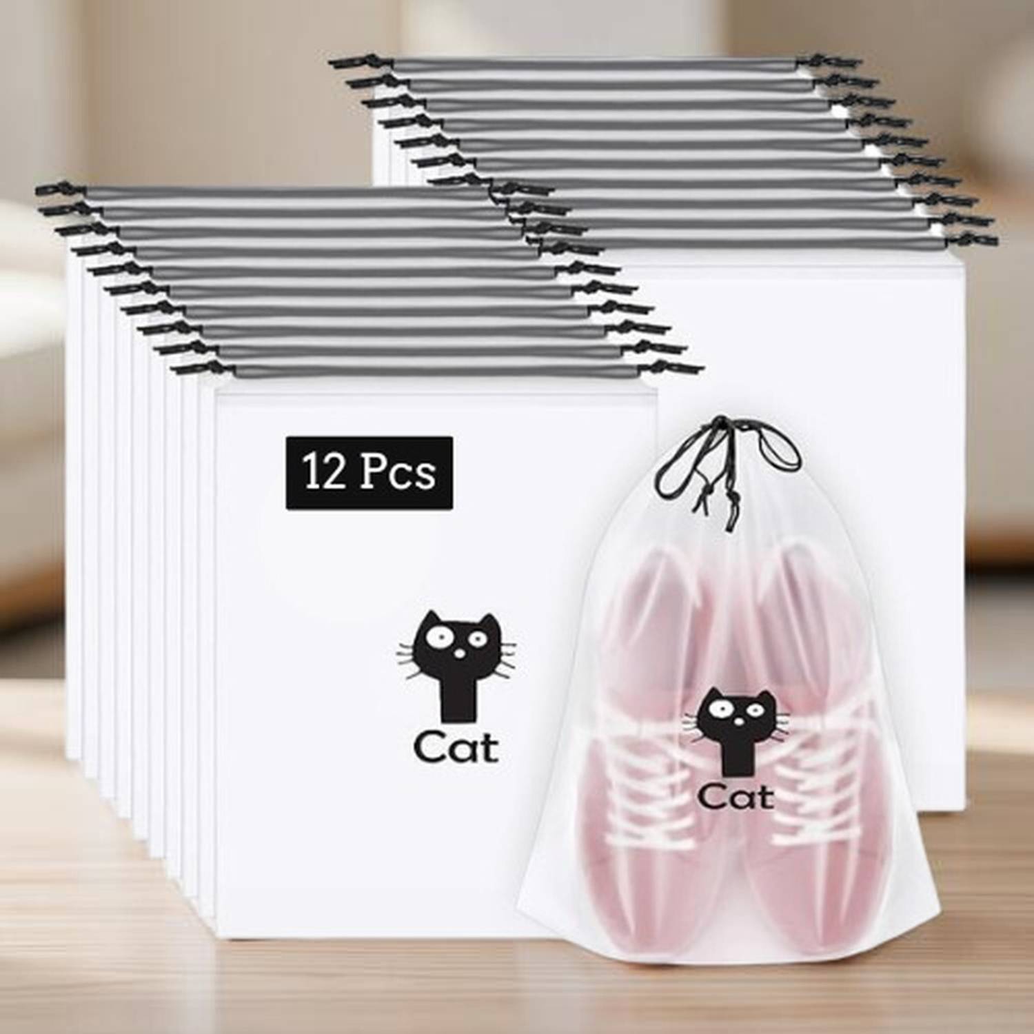 Ashmakam SB020 12 Pcs Travel Shoe Cover Bags | Waterproof Storage Organizer for Home Waterproof Shoe Organizer Cover Bag