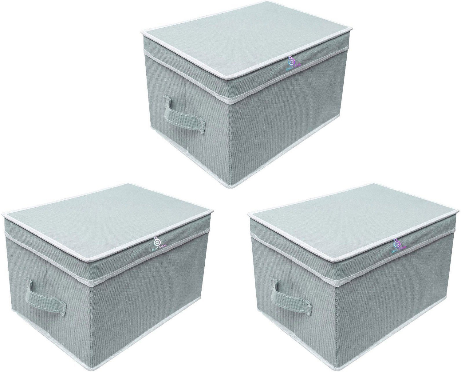 Image of Craft Bazar Storage Box Foldable Organizer for Cloths,kid's toy with Top Lid (Pack of 3) Box to Store Household Items