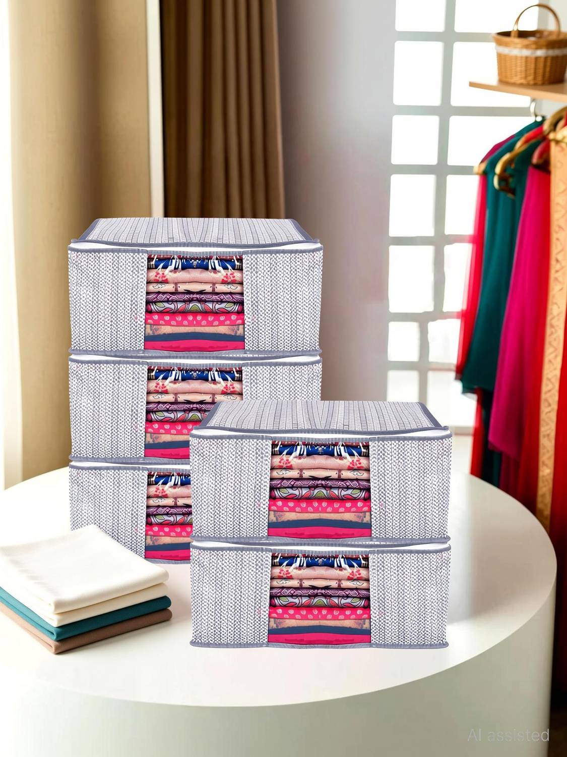 AMAK INC Non-Woven Garment Cover with Transparent Window Pack of 5 SF_SC_XL_18526349195 Under Bed Storage