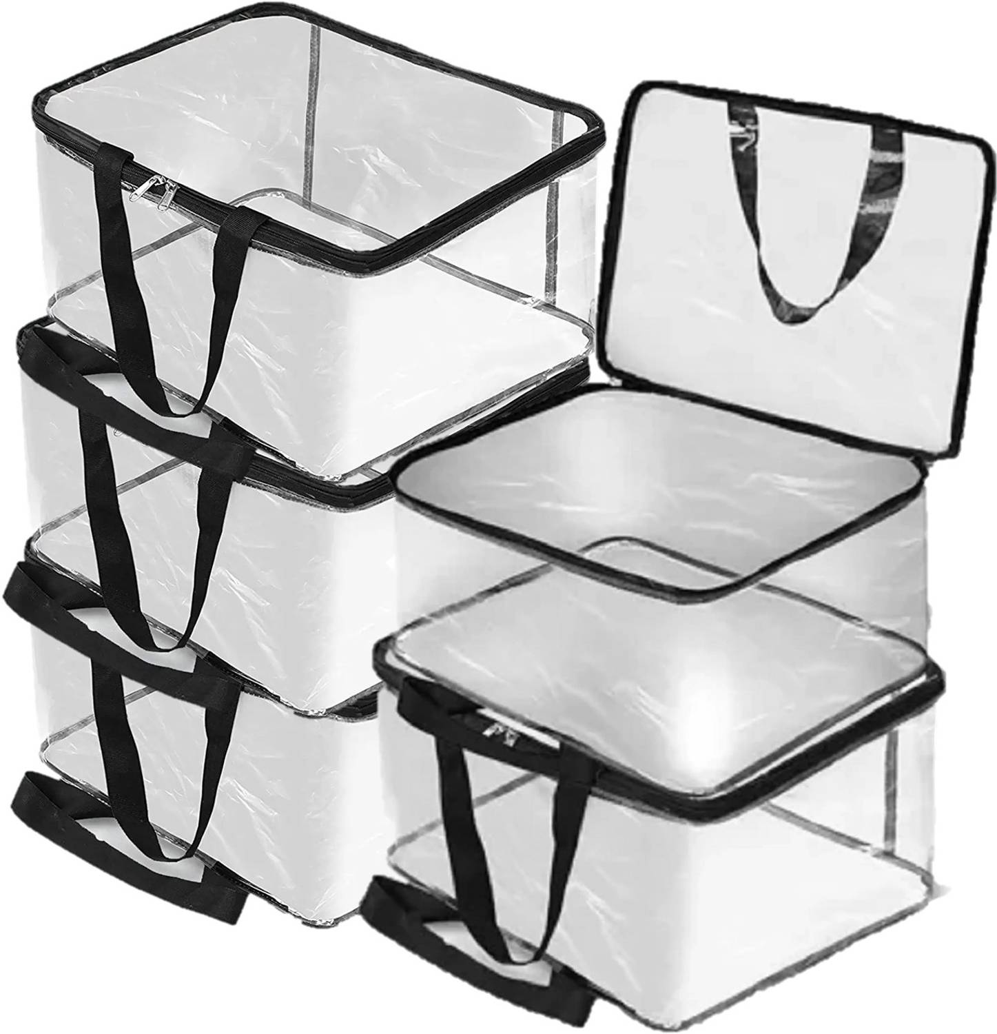 geetacreation Multipurpose Transparent Storage Bag for Clothes, cloth organizer Garment Cover PVC Packing box Pack - 5 Saree Cover, Toys, Stationary