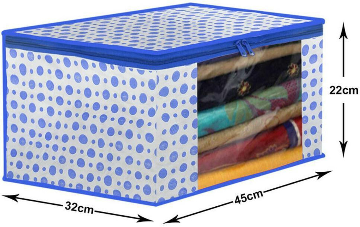 Image of Craficial Non Woven Fabric Saree Cover / Clothes Organizer with Transparent Window & Zipper Closure | Pack of 2 Foldable Multipurpose Storage